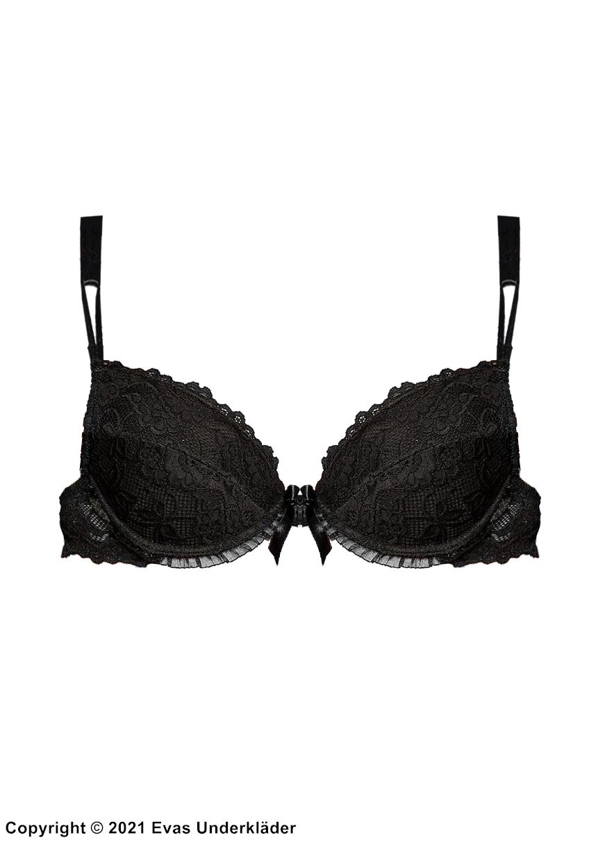 Spiller skak Brun Telemacos Classic push-up bra, bow, eyelet lace, ruffle trim, A to D-cup